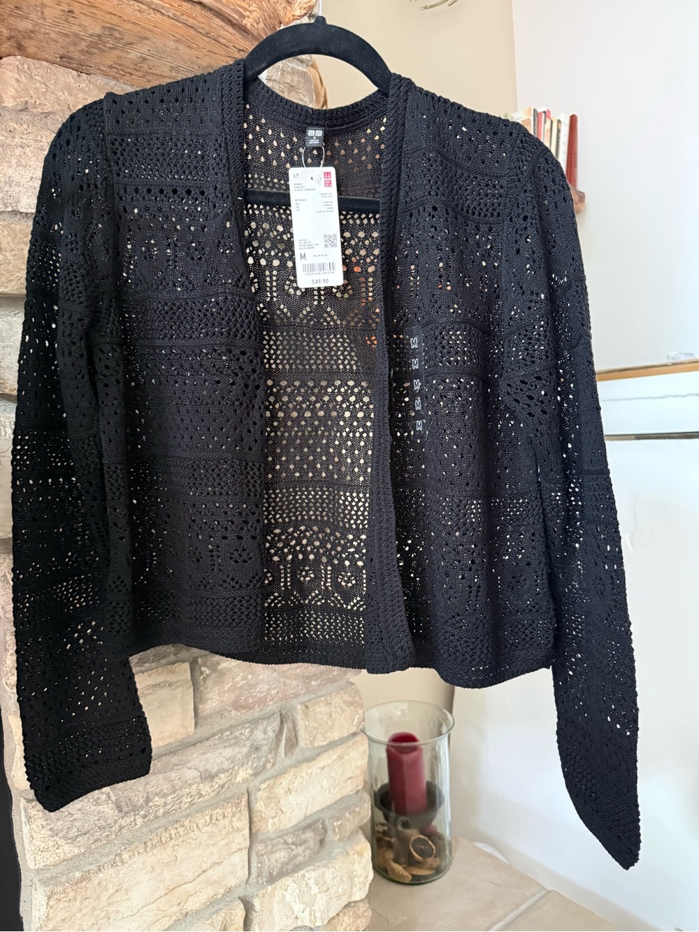 UNIQLO Black Crochet Open-Front Women's Cardigan and Camisole. - Picture 2 of 10